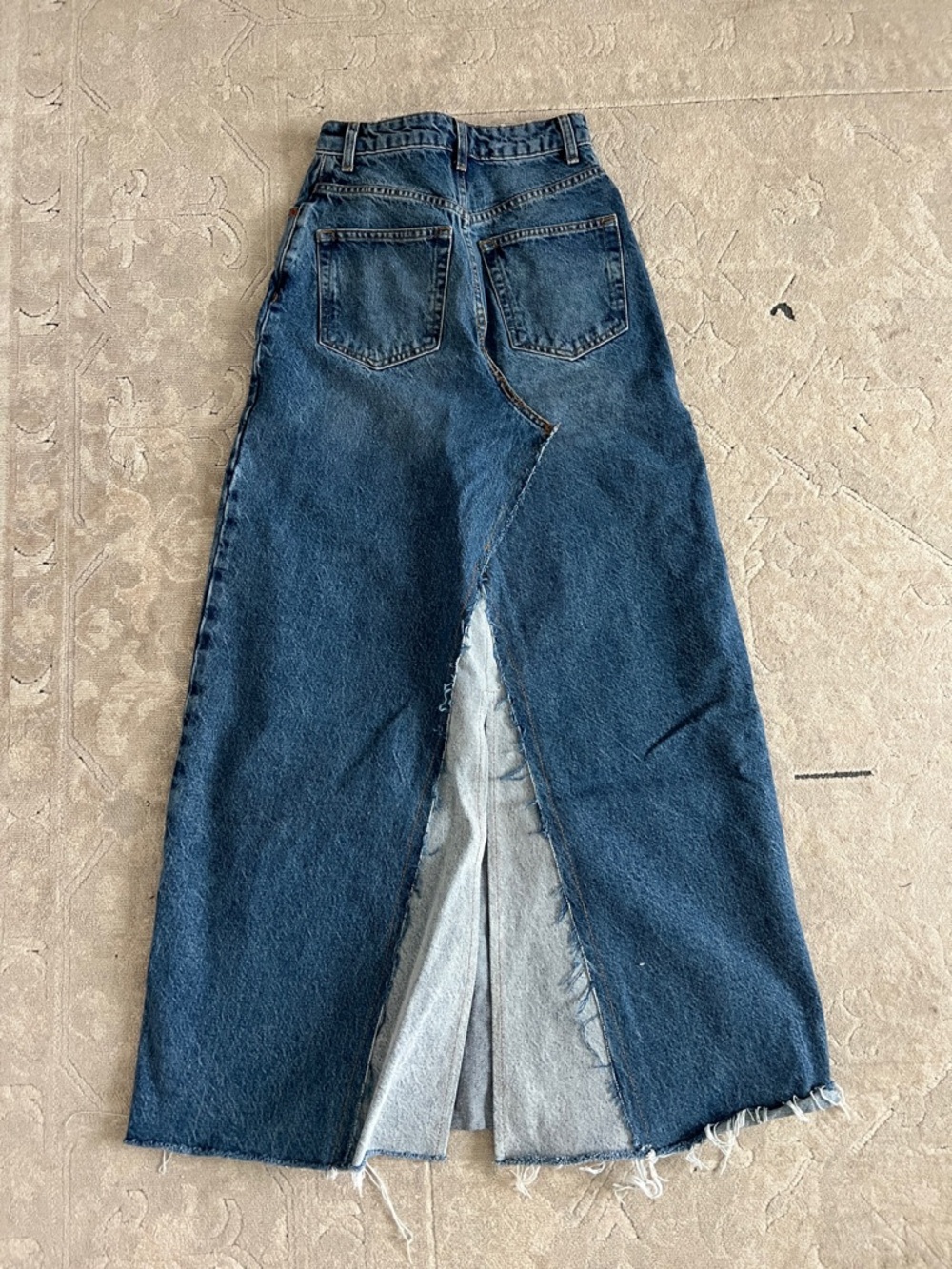 Topshop Dark Blue Denim Maxi Skirt - Picture 2 of 8